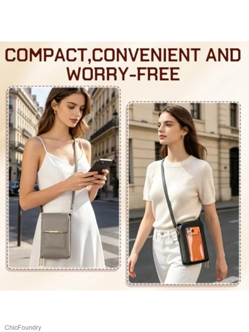 Leather Touchscreen Crossbody Phone Purse with Card Slots